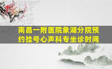 南昌一附医院象湖分院预约挂号心声科专坐诊时间