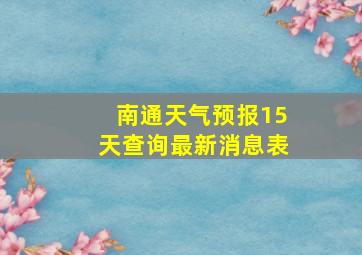 南通天气预报15天查询最新消息表