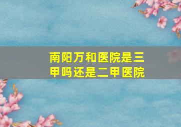 南阳万和医院是三甲吗还是二甲医院