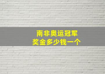 南非奥运冠军奖金多少钱一个