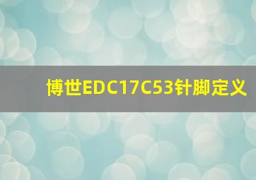 博世EDC17C53针脚定义