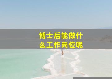 博士后能做什么工作岗位呢