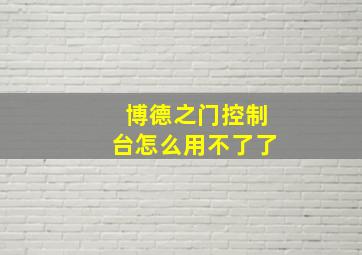 博德之门控制台怎么用不了了