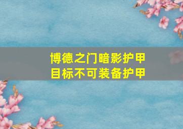 博德之门暗影护甲目标不可装备护甲