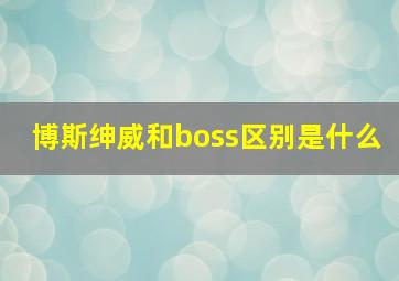 博斯绅威和boss区别是什么