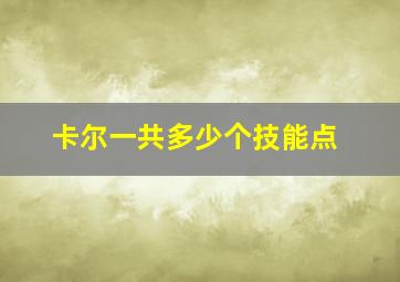 卡尔一共多少个技能点