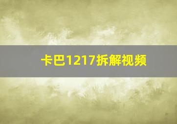 卡巴1217拆解视频