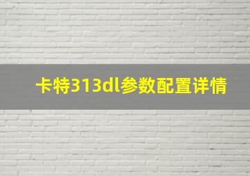 卡特313dl参数配置详情