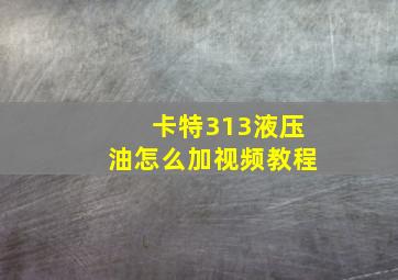 卡特313液压油怎么加视频教程