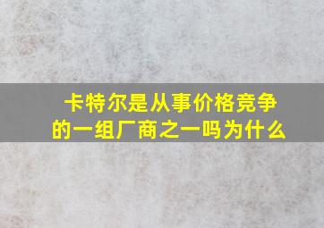 卡特尔是从事价格竞争的一组厂商之一吗为什么