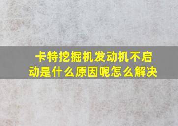 卡特挖掘机发动机不启动是什么原因呢怎么解决