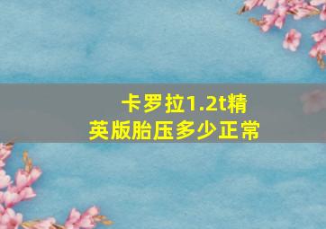 卡罗拉1.2t精英版胎压多少正常