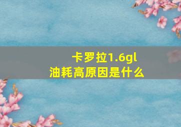 卡罗拉1.6gl油耗高原因是什么