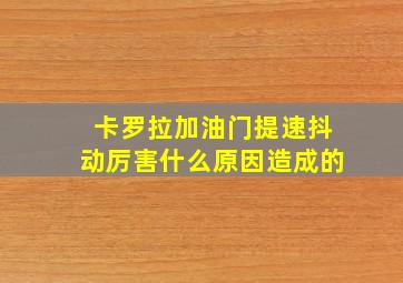 卡罗拉加油门提速抖动厉害什么原因造成的