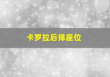 卡罗拉后排座位