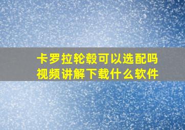 卡罗拉轮毂可以选配吗视频讲解下载什么软件