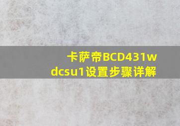 卡萨帝BCD431wdcsu1设置步骤详解