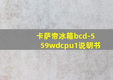 卡萨帝冰箱bcd-559wdcpu1说明书