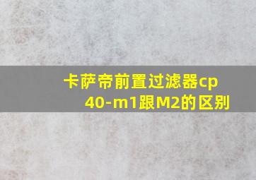 卡萨帝前置过滤器cp40-m1跟M2的区别