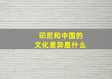 印尼和中国的文化差异是什么