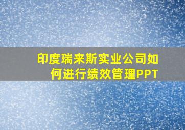 印度瑞来斯实业公司如何进行绩效管理PPT