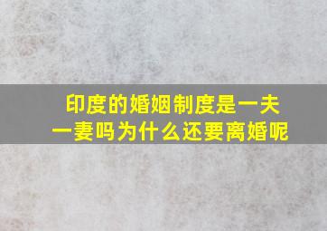 印度的婚姻制度是一夫一妻吗为什么还要离婚呢