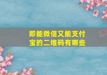 即能微信又能支付宝的二维码有哪些