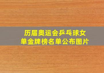 历届奥运会乒乓球女单金牌榜名单公布图片