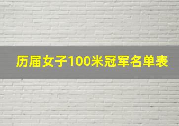 历届女子100米冠军名单表