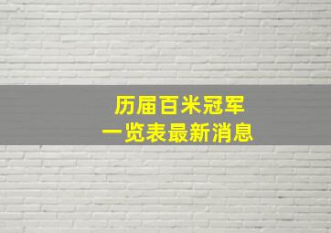 历届百米冠军一览表最新消息