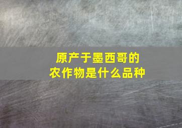 原产于墨西哥的农作物是什么品种