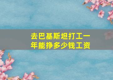 去巴基斯坦打工一年能挣多少钱工资