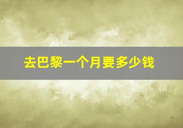 去巴黎一个月要多少钱