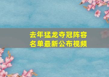 去年猛龙夺冠阵容名单最新公布视频