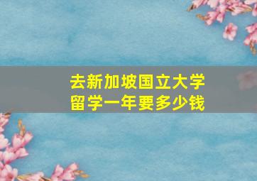 去新加坡国立大学留学一年要多少钱