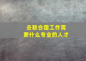 去联合国工作需要什么专业的人才