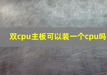 双cpu主板可以装一个cpu吗