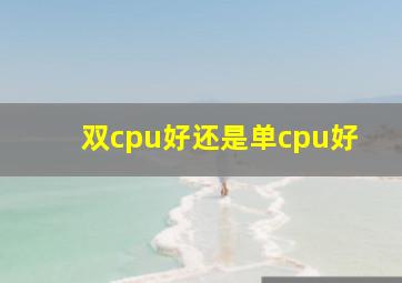 双cpu好还是单cpu好