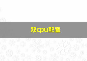 双cpu配置