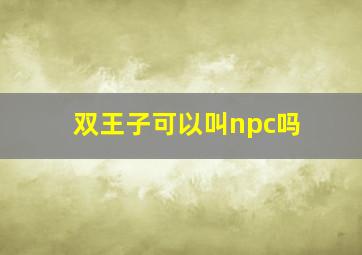 双王子可以叫npc吗