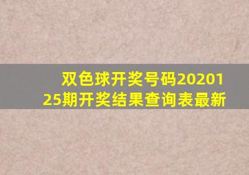 双色球开奖号码2020125期开奖结果查询表最新