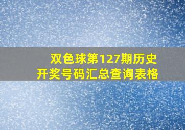 双色球第127期历史开奖号码汇总查询表格