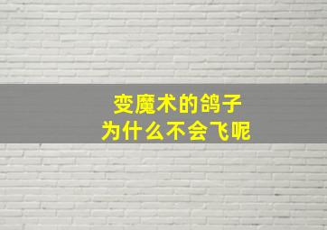 变魔术的鸽子为什么不会飞呢