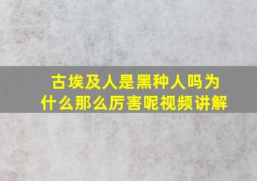 古埃及人是黑种人吗为什么那么厉害呢视频讲解