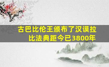 古巴比伦王颁布了汉谟拉比法典距今已3800年