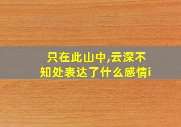 只在此山中,云深不知处表达了什么感情i