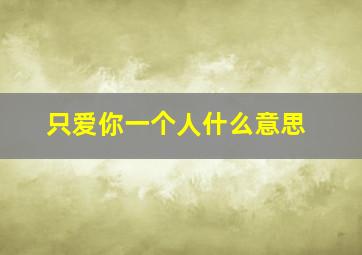 只爱你一个人什么意思