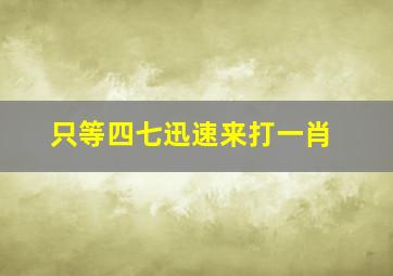 只等四七迅速来打一肖