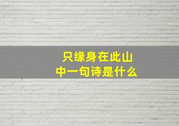 只缘身在此山中一句诗是什么