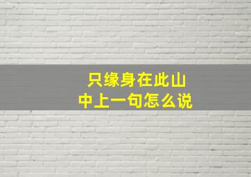 只缘身在此山中上一句怎么说